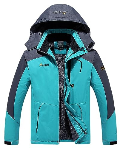 Skianzug Damen, Skijacke Damen Wasserdicht Winddicht Winterjacke Übergangsjacke Winter Warme Gefüttert Wanderjacke Ski Jacket mit Wasserdichtem Reißverschluss Verdickt Warm Wintermantel