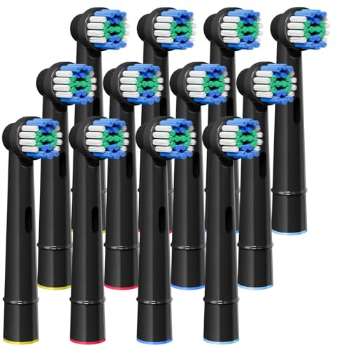 GENKENT Aufsteckbürsten, Kompatibel mit Oral-B Aufsteckbürsten, Schwarz, 12 Stück
