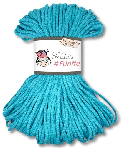 Frida's Wollhaus Frida's 250 g #Fünfte Baumwoll-Kordel Ø 5 mm Häkeln Stricken Makramee 30 Farben (763 | Türkis)
