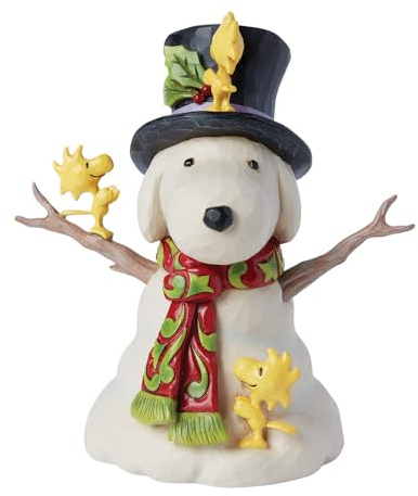 Enesco Jim Shore Snoopy & Woodstock Snowman Figurine