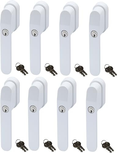 ABUS FG400W, abschließbarer Fenstergriff in weiß im Set 8 Stück, alle gleichschließend AL0145 mit sechzehn Schlüsseln
