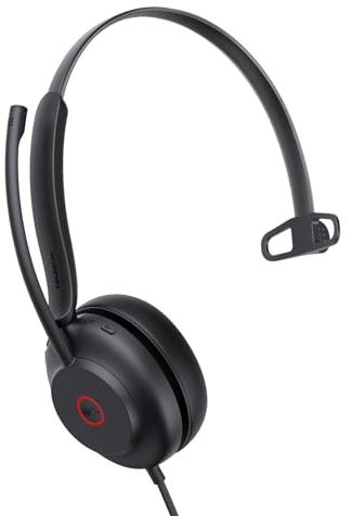 Yealink UH35 USB Headset with Microphone,Mono Wired Headset with Noise Cancelling Mic,Computer Headset Teams Certified,for Home Office Online Meeting Call Center, All Day Comfort