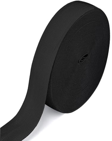 Qikaara Cinta de goma negra de 10 metros, 20 mm de ancho, cinta elástica para coser, goma elástica, para coser, cinta elástica de goma negra para costura, manualidades y ropa