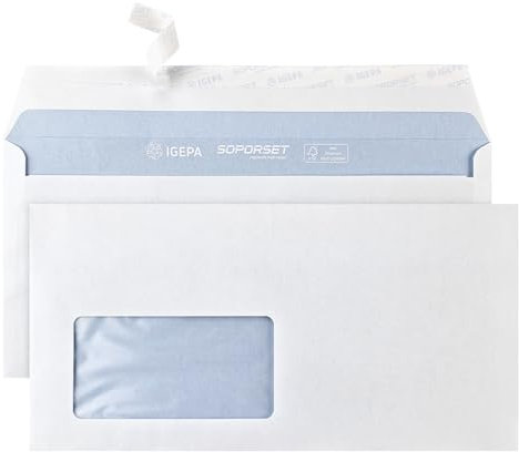 Netuno 50 weiße Briefumschläge mit Fenster links DIN Lang 110 x 220 mm Premium Umschläge DL haftklebend lange Geschäftsumschläge Fenster-Umschläge Weiß Brief-Kuverts Briefhüllen mit Laser bedruckbar