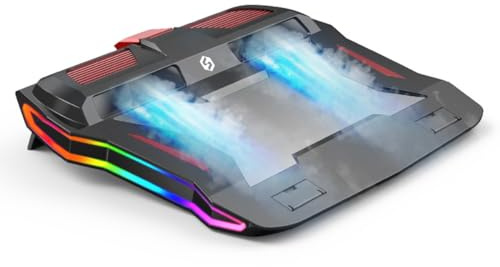 QWAQi Laptop Cooling Pad, RGB Laptops Cooler with High-Performance Twin Turbine Dual Fan Radiator and LED Lights Stable Gaming Fan USB 2.0 Ultra-Quiet 20dB Compatible with Notebooks up to 18 inches