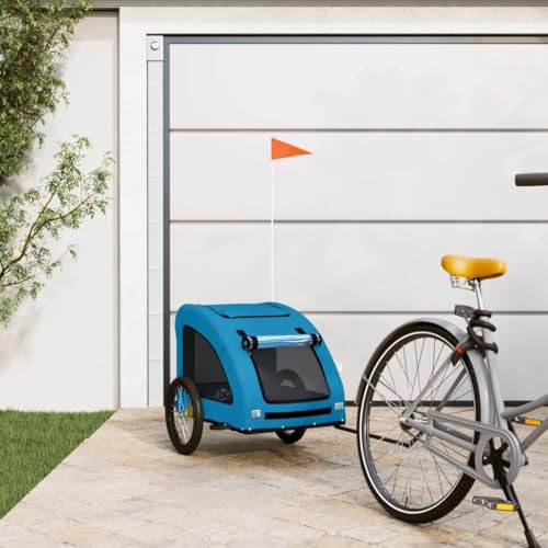 Somanki Fahrradanhänger Hunde Blau Oxford-Gewebe und Eisen, Fahrrad Anhänger, Lastenanhänger, Handwagen, Fahrrad-lastenanhänger, Lastenfahrrad - 93967