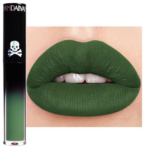 GL-Turelifes Halloween Lipgloss Matt Lippenstift wasserdicht Schwarz Grün Blau Lila Samt Lippenstift für Maskerade, SFX, Kostüm, Cosplay, Halloween Make-up (05, 1 Stück)