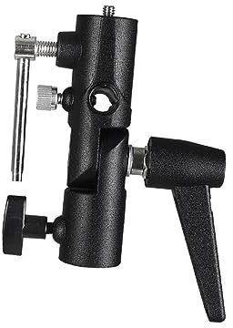 DOITOOL H Type Flash Light Holder and Umbrella Swivel Holder Professional Metal Hot Shoe Mount for Photography Studio Lighting Equipment Black