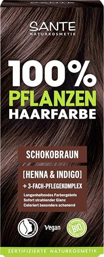SANTE Naturkosmetik Pflanzenhaarfarbe - Schokobraun - 100g - natürliche Coloration mit Bio-Henna & Indigo - Haarfarbe ohne Ammoniak & Peroxide - vegan & dermatologisch getestet