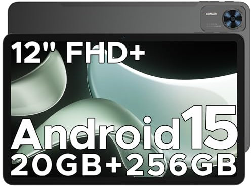 DOOGEE T36 2025 Tablet Android 15, 20GB+256GB/2TB Tablet 12 Pollici, 8800mAh Tablets con sim, 2.4K Octa - Core Tablets Gaming, 13MP + 8MP, Widevine L1/Hi-Res/BT5.0/5G WiFi/Face ID/GPS/OTG - Nero