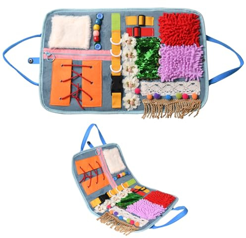 Pumwoy Couverture Sensorielle Démence 48 * 30cm, Couverture Fidget apaisante pour Personnes âgées, Fidget Blanket, Soulage Alzheimer, Démence, Asperger, Autisme, Anxiété, Jouets pour la Démence