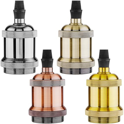 Mata1 Lámpara Enchufes - Juego de 4 Bulb porta de cerámica vintage para lámparas de techo y de pie - Compatible con luces regulables - Base antiguas Enchufes para lámparas colgantes