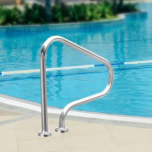 Barandilla de piscina de acero inoxidable 304, con 3 curvas, antideslizante, para entrada y salida, con asa de seguridad para piscinas interiores y exteriores, parques acuáticos y pasamanos de piscina