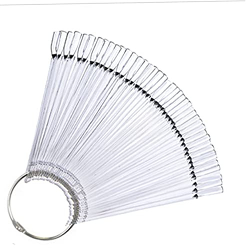 Hemobllo Paleta De Exhibición De Uñas Postizas 50 Piezas Transparente Tamaño Abanico Anillo Para Práctica Profesional y Uso Doméstico De Esmalte y Decoración