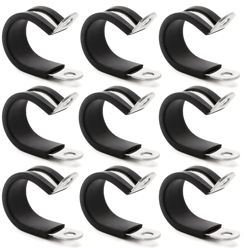 YYIGVMO 9 Stücke 22mm 304 Edelstahl Gummikissen Rohrschellen, Gummi Gefüttert P Clips, Leitungsschelle, für Rohr- oder Drahtschnur-Installation