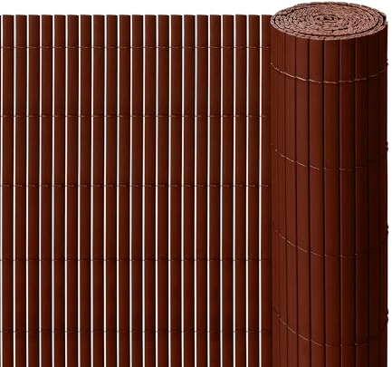 taplzmg PVC Sichtschutzmatte 80 x 300 cm, Doppelte Verstärkung Sichtschutzzaun, Bohren mit Kabelbindern, Wasser- und winddichter Sichtschutz für die Gartenterrasse, Braun