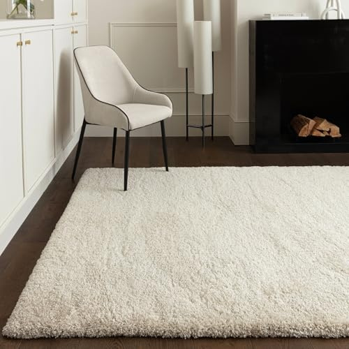Lord of Rugs Modern Shaggy Rug Ultra Soft, Cozy, Plush, Densely Woven High Pile Carpet for Living Room & Bedroom Atlas Area Rug Ivory, Large 160 x 230 cm (5'3x7'7)