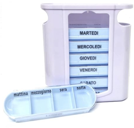 Portapillole Settimanale, Portapastiglie Settimanale, Organizzatore medicinali, Organizzatore Pillole,28 Scomparti, Viaggio, Uso Casalingo ; in Italiano, 7 Giorni, professionale