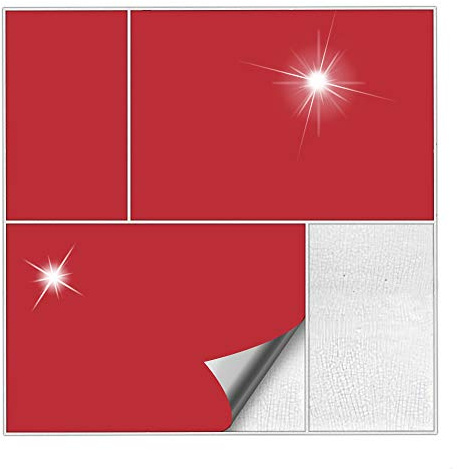 Kiwistar Fliesenaufkleber Rot Glänzend - 30 x 60 cm - 1 Stück - Klebefliesen Stickerfliesen zum Wandfliesen überkleben - selbstklebend für Küche Bad glatte Flächen