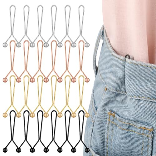 LLOUSSAK 24 Stück Hosen Taillenspanner,Hose Enger Machen Clip,Hosenbund Enger Machen Ohne Nähen,Waist Pins Verstellbaren,Kleider Rock Tightener,Hosen Verkleinern