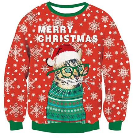 Niños Niñas Jersey Unisex Sudadera De Navidad Regalo Niños Tops De Manga Larga Cuello Redondo Sudaderas con Capucha Suéter De Navidad Feo Informal