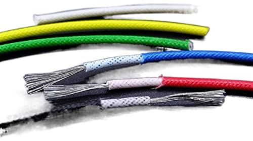 Câble électrique tressé Fil de silicone tressé en fibre de verre haute température, 5 mètres, cuivre sans oxygène(Yellow,6mm2 (9AWG))