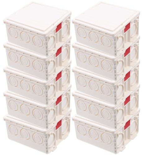 SEWACC 10 Sets PVC Flame Retardant Hidden Socket Installation Boxes Type Wall Mounted Junction Box for Home Commercial Use with Stable Pressure-Resistant Structure and Simple Flush