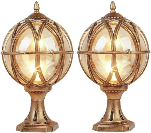 Globe Column Light Lantern Classic Aluminium Die Casting Glass Outdoor Waterproof E27 Pillar Post Lamps -