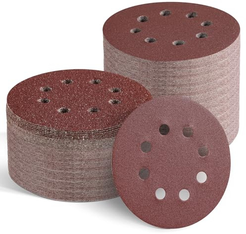 105 Stück Schleifpapier 125mm Klett, 125 Schleifscheiben Rund 8 Loch für Exzenterschleifer (105 Stück Körnung 40,60,80,120,240,320,400)