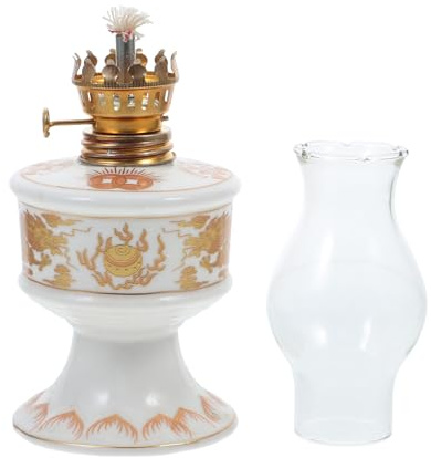 OFFIGAM Kleine Sturmlaterne Petroleumlampe für Innen und Camping mit Retro Design aus Glas Handgefertigt 7.87X2.95X2.95In für Feier und Notbeleuchtung