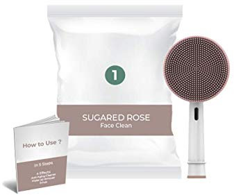 Brossette Sugared Rose Face Clean CANDORE - 4 en 1 Anti-Age, Nettoyant, Gommant, Démaquillant - Compatible avec brosse à dents électrique Oral B