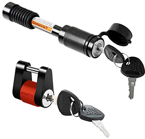 METOWARE Gleichschließendes Anhängerkupplungsschloss für Empfänger und Kupplung, 1,6 cm Durchmesser, 8,9 cm lang, Anhängerkupplungsschloss für Empfänger der Klasse III IV, 6,3 mm Durchmesser,