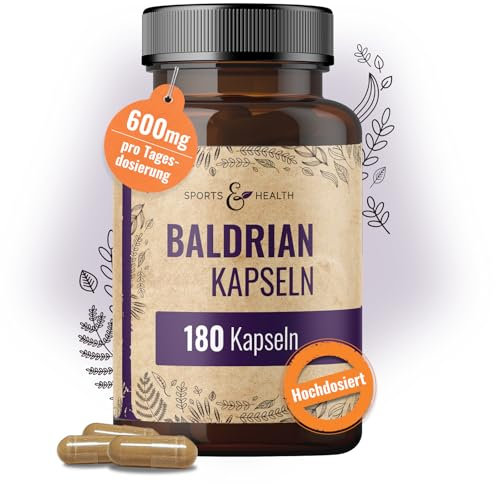 Baldrian Hochdosiert - Baldrian Kapseln - 180 Kapseln - 600mg hochdosiertes Baldrian pro Kapsel - Baldrian Tabletten