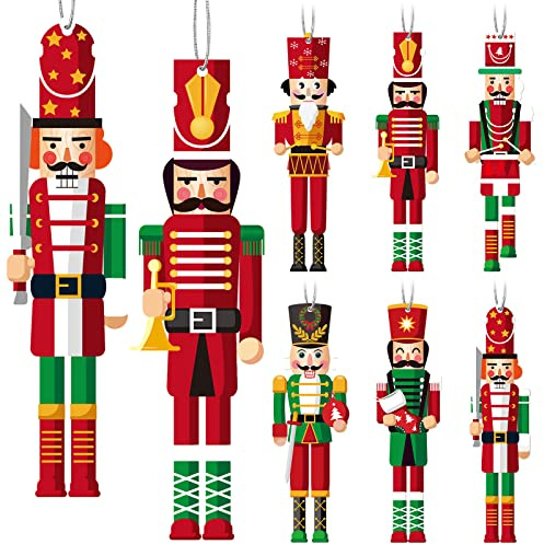 Macarrie 48 Pcs Christmas Nutcracker Ornaments, Wooden Hanging Decor,Sweet