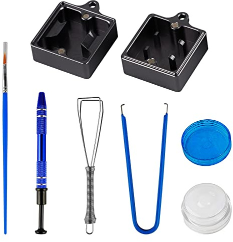 SWAWIS 6 Stück Tastatur-Schmiermittel-Set, Contain Switch Opener, 5ml Switch Lube, Switch Puller, Keycap Puller, Lube Brush, Stem Holder, Switch Opener for Cherry, Gateron, Kailh, Outemu Switches