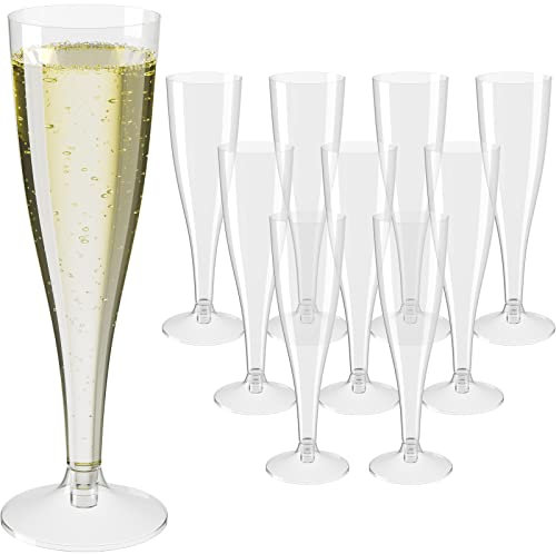 WELLGRO Set di bicchieri da spumante in plastica, 100 ml, con tacchetta, senza BPA, riutilizzabili, per champagne, prosecco, quantità: 60 pezzi