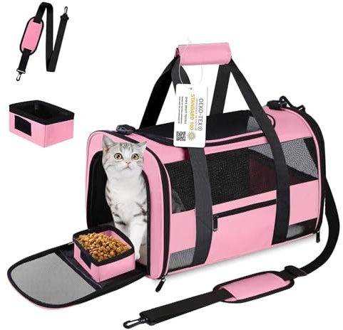 Cussiou katzentransportbox große katzentransportbox hundetransportbox haustiertransportbox für mittelgroße und kleine hunde faltbar mit weichen seiten für katzen hunde