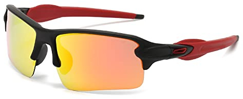 YUELUQU Polarisierte Sonnenbrille schnelle sonnenbrille verspiegelt sonnenbrille UV 400 Schutz Sportbrille für Outdoorsport Radfahren Laufen Radsportbrillen (Schwarz-Orange)