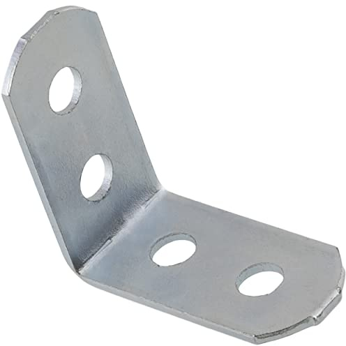 AERZETIX - C65774 - Juego de 50 Escuadras de ensamblaje 30x30x15x1.5mm en ángulo recto de 4 agujeros - soporte de montaje fijación refuerzo estante mueble madera - en acero galvanizado - color plata