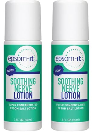 Epsom-It Soothing Nerve Lotion - Roll On Epsom Salt Magnesium Lotion, Topical Magnesium Cream with Capsaicin & Arnica for Tired Muscles, and Sleep, 3oz, 2-Pack