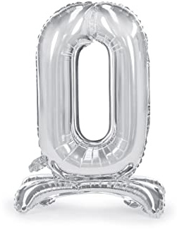 Globo de plata número 0, globo soporte de aluminio de pie inflable con aire Adornos para fiesta de cumpleaños, fiesta de aniversario, años de graduación, niño y niña, altura 70 cm