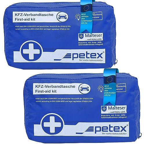 PETEX Verbandtasche 2er Set, Inhalt nach DIN 13164:2022, blau