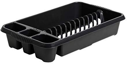 High Grade Plastic Medium Dish Drainer Plate and Cutlery Rack (47.00 x 27.50 x 9.00 cm) Draining Board For Dishes, Plates, Cups For Kitchen Countertop - (Midnight Greyish, Medium Dish Drainer)