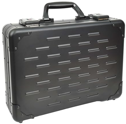 House Of Leather Carbon Black Aluminium Attache Case Twin TSA Combination Lock Briefcase HOL3496 Black