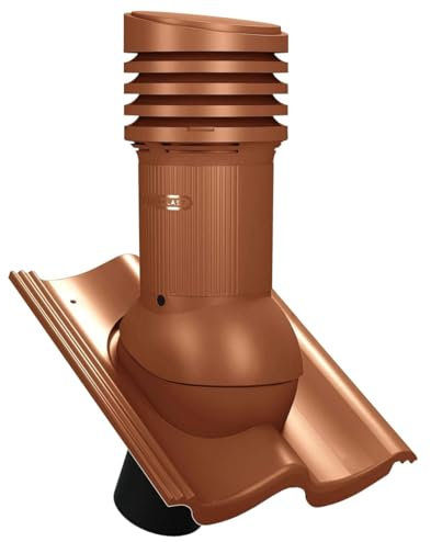 Entlüfterkamin Tile EVO DN125 für Braas Doppel S, Nelskamp S, IBF Doppel-S, ProDach Doppel-S Dachziegel Dachlüfter Lüfter (RAL8004 - (Ziegelrot))