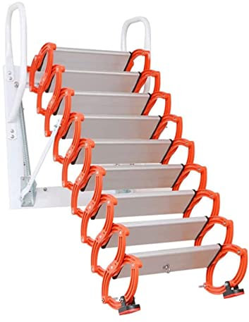 esmen An der Wand montierte, klappbare Dachbodentreppe, für den Innenbereich, ausziehbare Dachbodenleiter für Loft, Zuhause, klappbare Trittleiter, Dachboden
