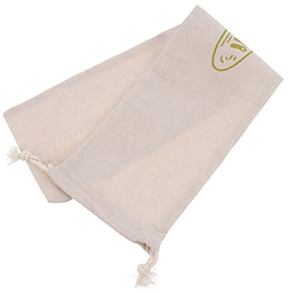 Amosfun Linen Bread Pouch Drawstring Storage Bag Reusable