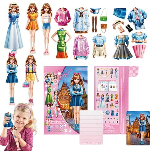 zwxqe Magnetic Paper Dolls, Magnetic Dress Up Game, Toddler Dress Up Toy, Princess Magnetic Dolls, Dress Up Sticker Book, Children's Educational Toy, Magnet Dress Up Game
