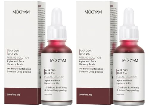 AhaPeeling 2 Flaschen Bha 30% & Feuchtigkeitsspendendes Anti-Aging für Klare Poren, Feine Linien und Strahlende Haut
