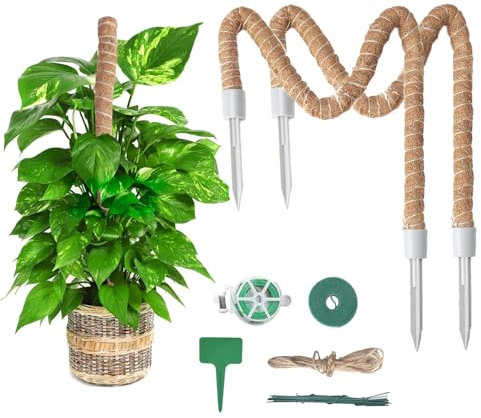 COEWUR 2Pack 100CM/40 Inches Bendable Moss Pole for Monstera Indoor Plant Sticks Support Handmade Coco Coir Pole Cheese Plant Support for Potted Climbing Creeper Plants Grow Upwards